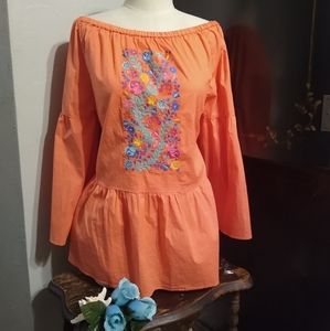 NWOT Diane Gilman Mexican Embroidery Coral Small